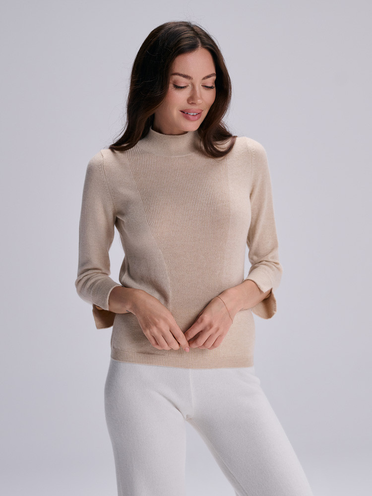 Sweter damski z kaszmiru jasnobeżowy