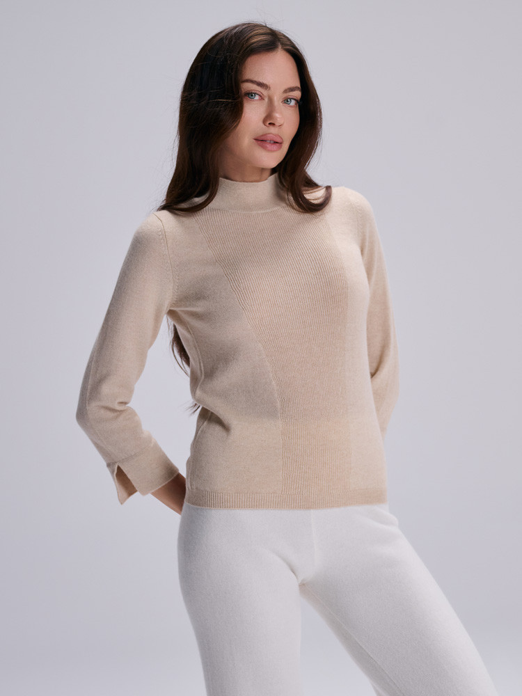 Sweter damski z kaszmiru jasnobeżowy