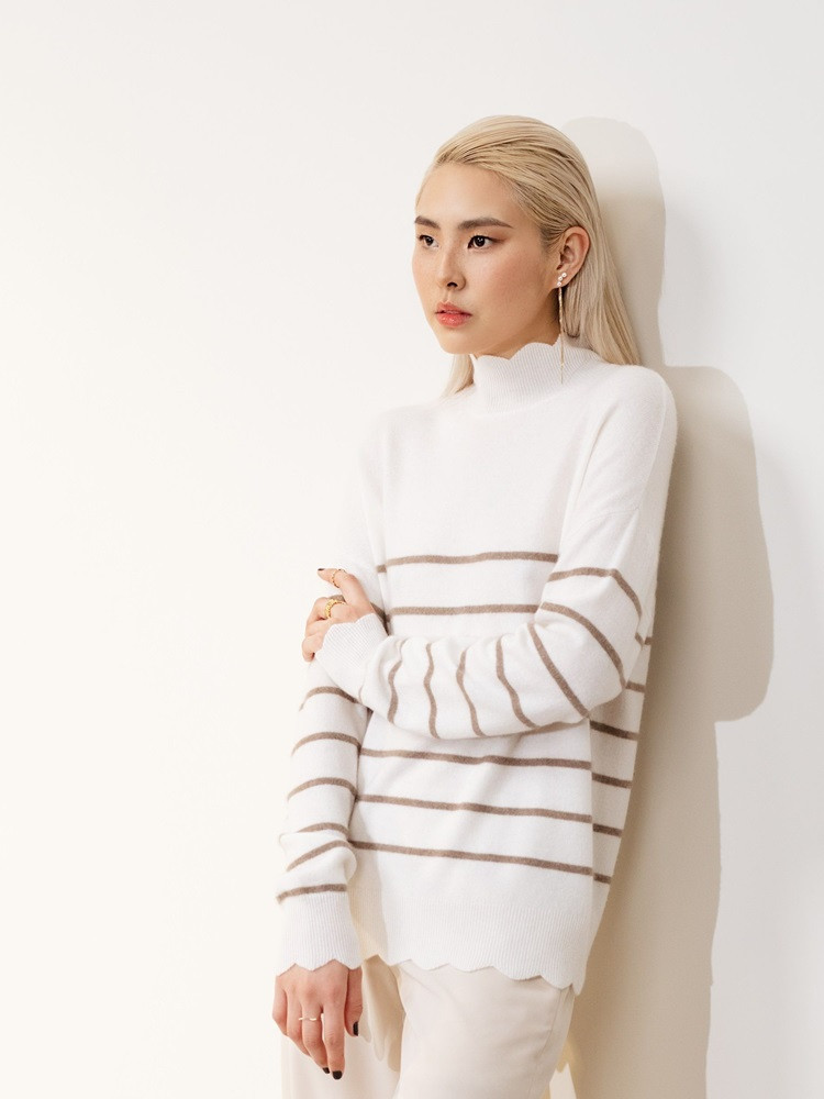 Sweter damski z kaszmiru w paski