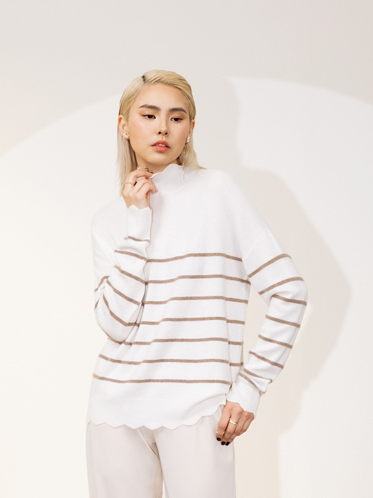 Sweter damski z kaszmiru w paski