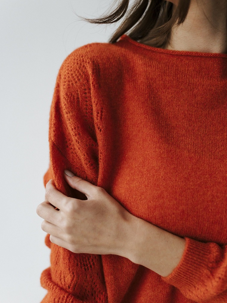 Sweter damski 100% kaszmir ceglasty