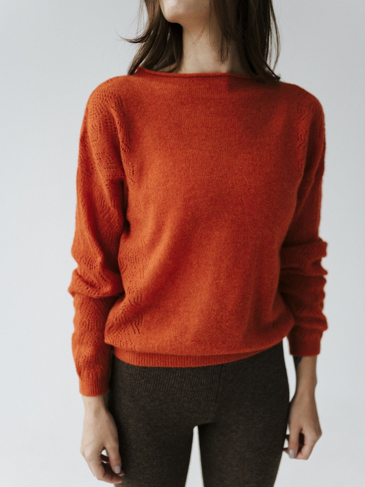 Sweter damski 100% kaszmir ceglasty
