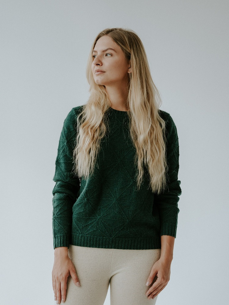 Sweter z wełny jaka zielony