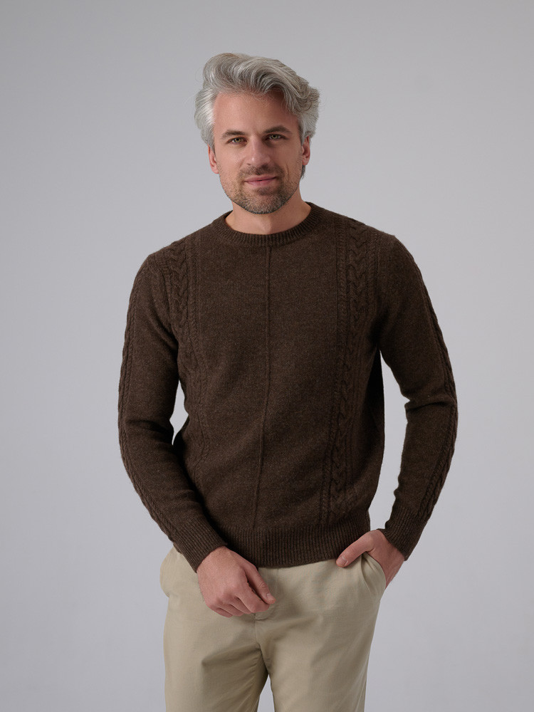 Sweter z wełny owczej brązowy