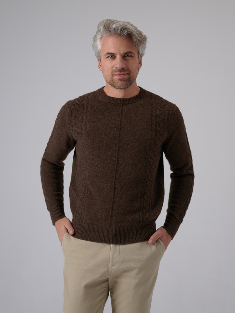 Sweter z wełny owczej brązowy