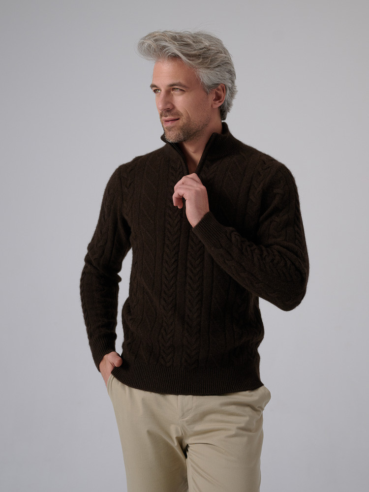 Sweter z wełny jaka z zamkiem