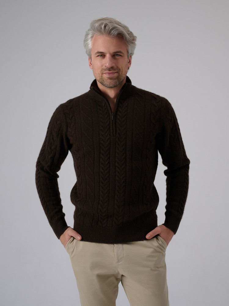 Sweter z wełny jaka z zamkiem
