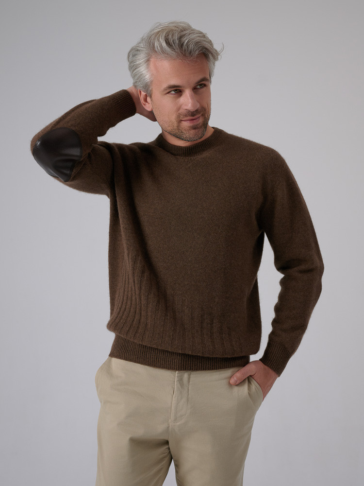 Sweter z wełny jaka brązowy