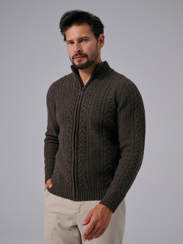 Sweter z wełny owczej rozpinany