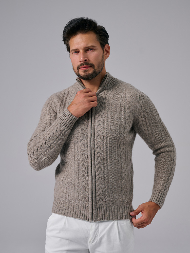 Sweter z wełny owczej rozpinany
