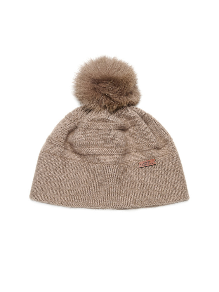 Czapka z kaszmiru 100% taupe