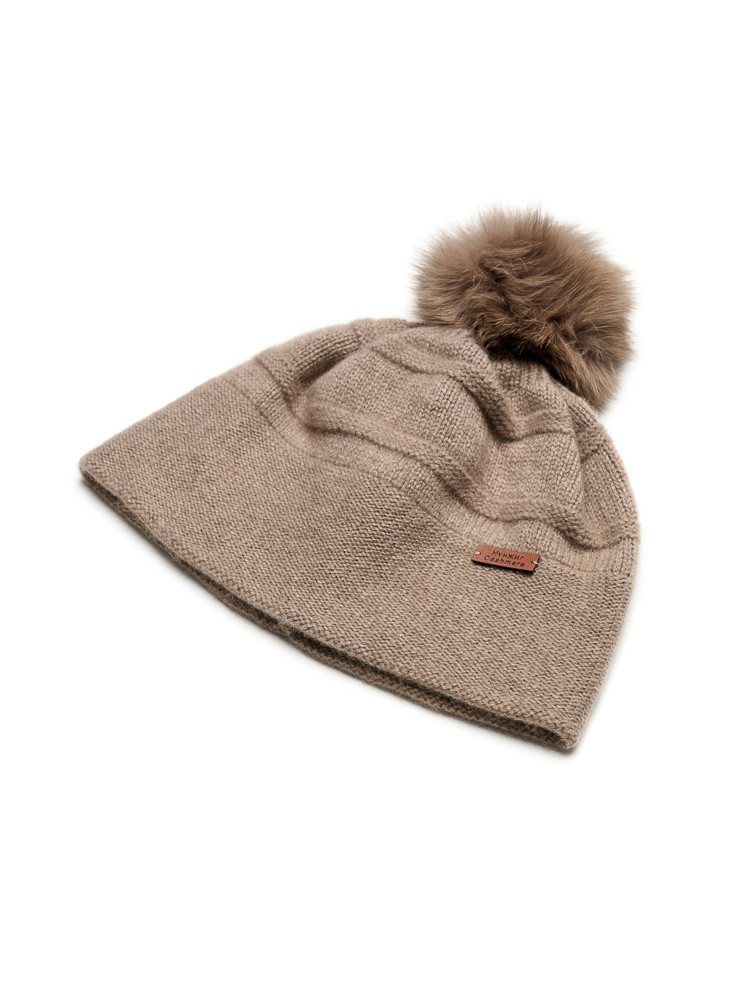 Czapka z kaszmiru 100% taupe