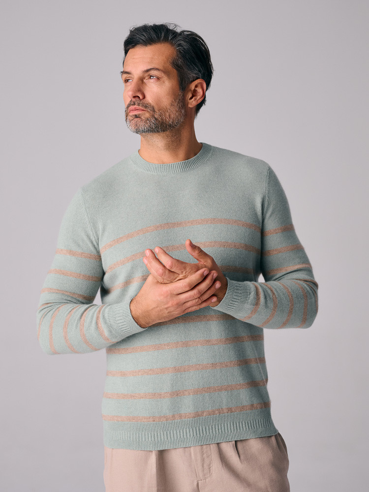 Sweter męski z kaszmiru w paski