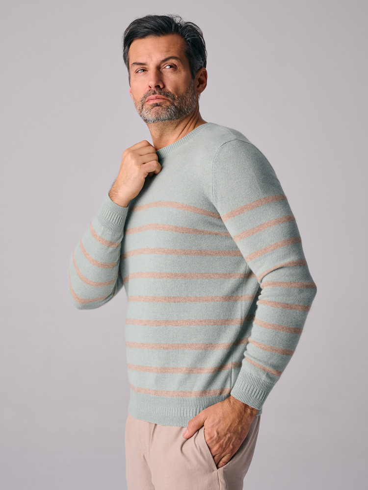 Sweter męski z kaszmiru w paski