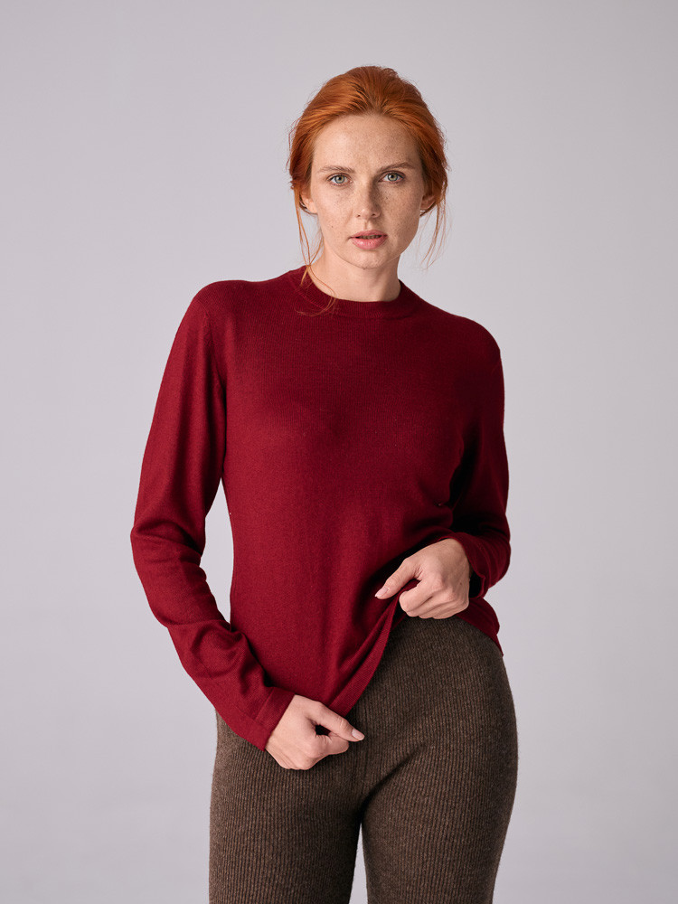 Sweter z wełny owczej bordowy