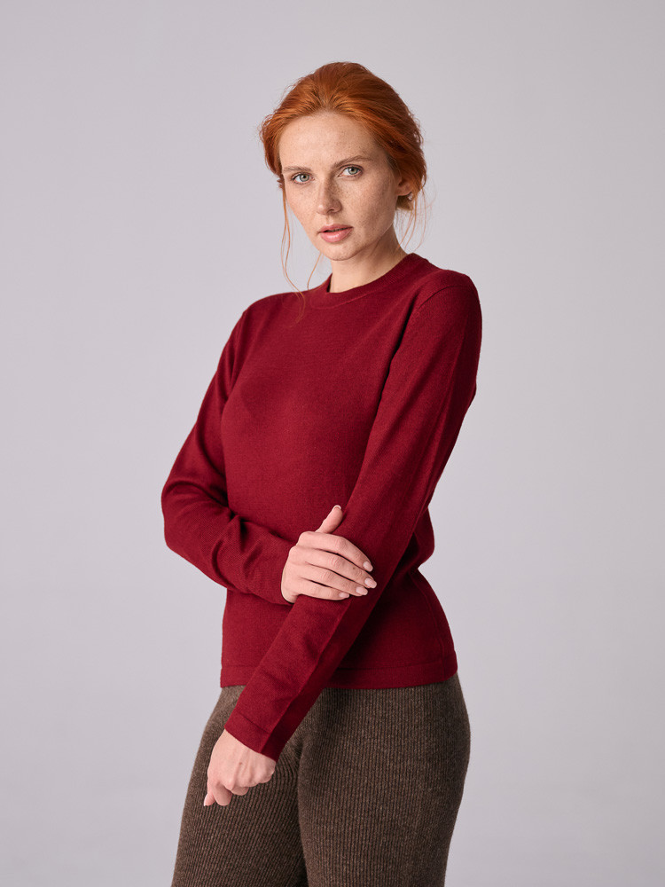 Sweter z wełny owczej bordowy