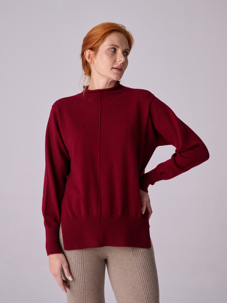 Sweter z kaszmiru bordowy