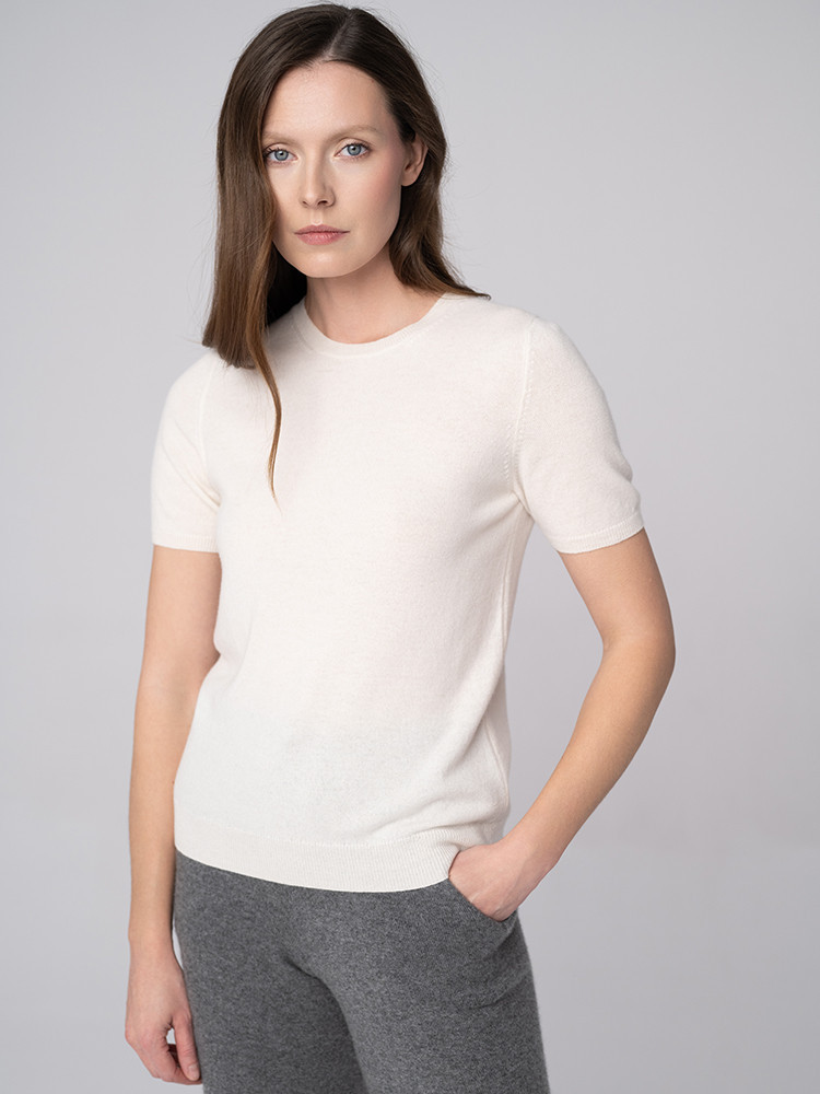 Dzianinowy T-shirt z kaszmiru