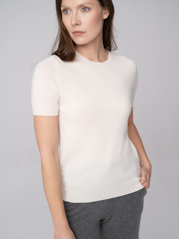 Dzianinowy T-shirt z kaszmiru