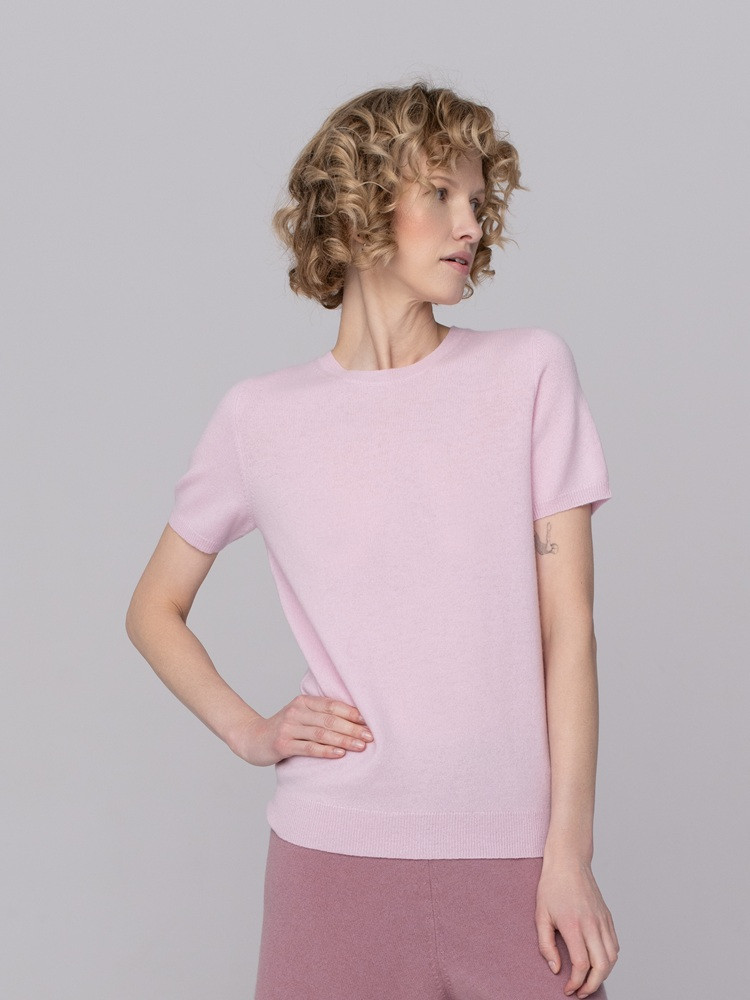 Dzianinowy T-shirt z kaszmiru